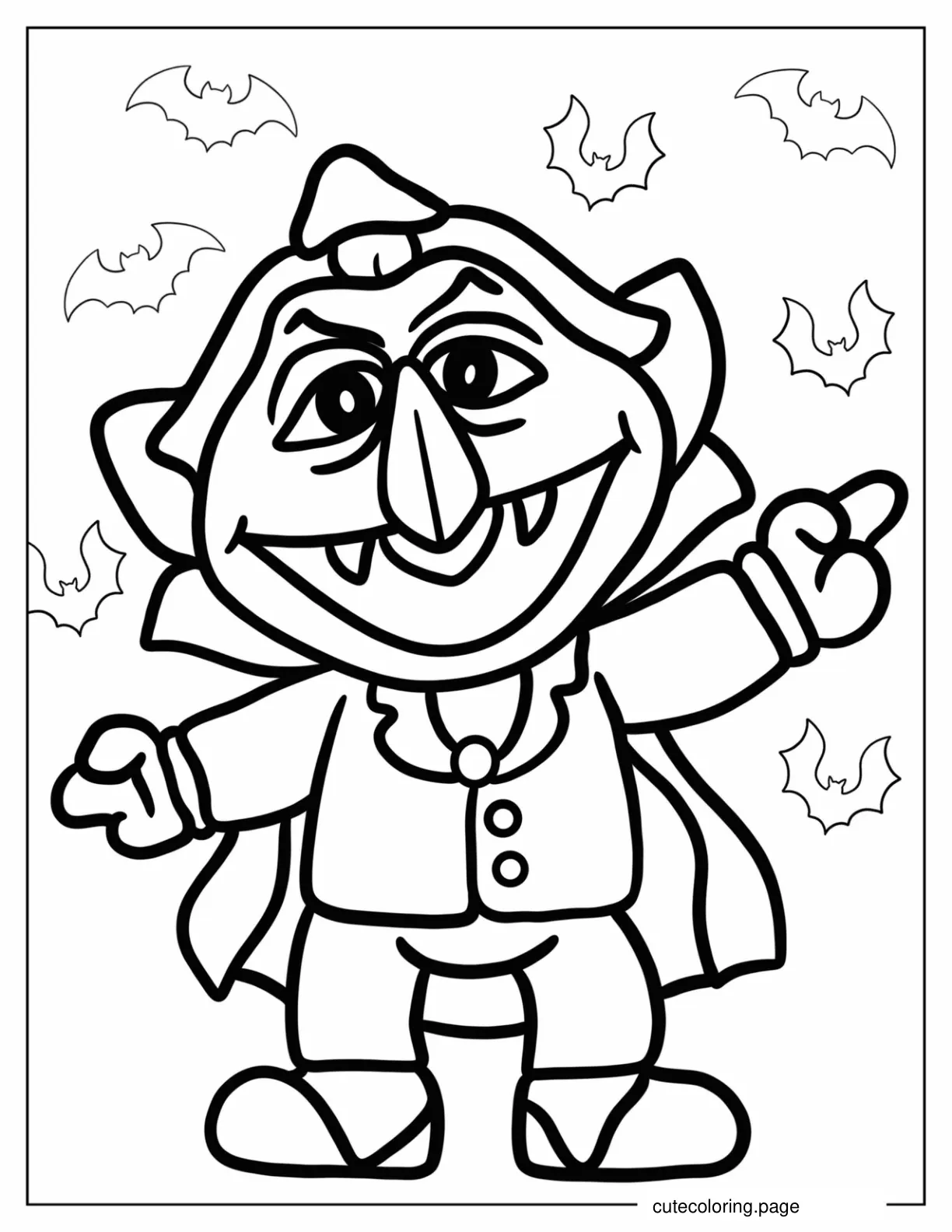 Kawaii Chibi Count Von Count Coloring Page For Preschoolers coloring page