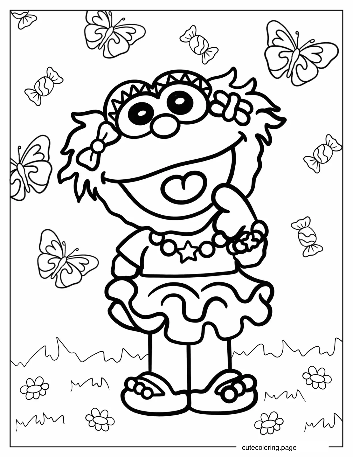 Kawaii Zoe Coloring Sheet coloring page