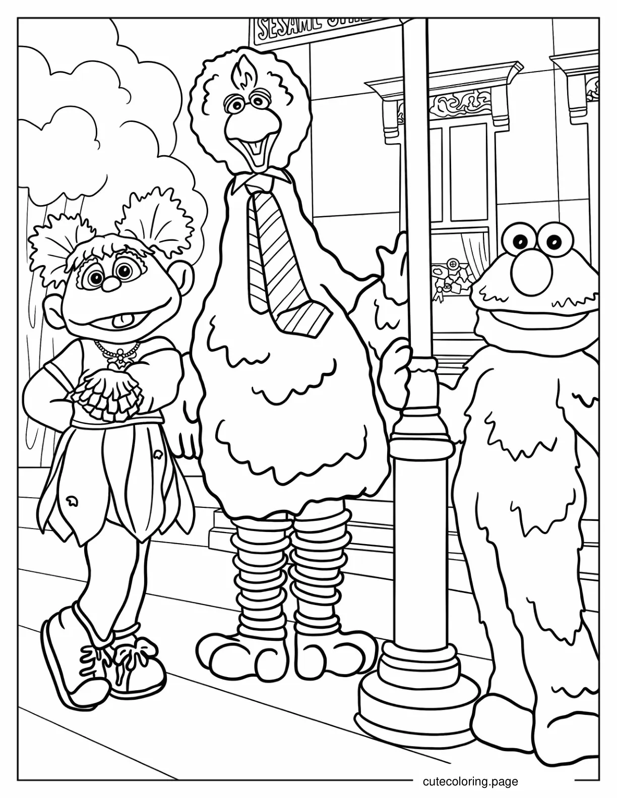 Realistic Abby Big Bird And Elmo Coloring Sheet coloring page