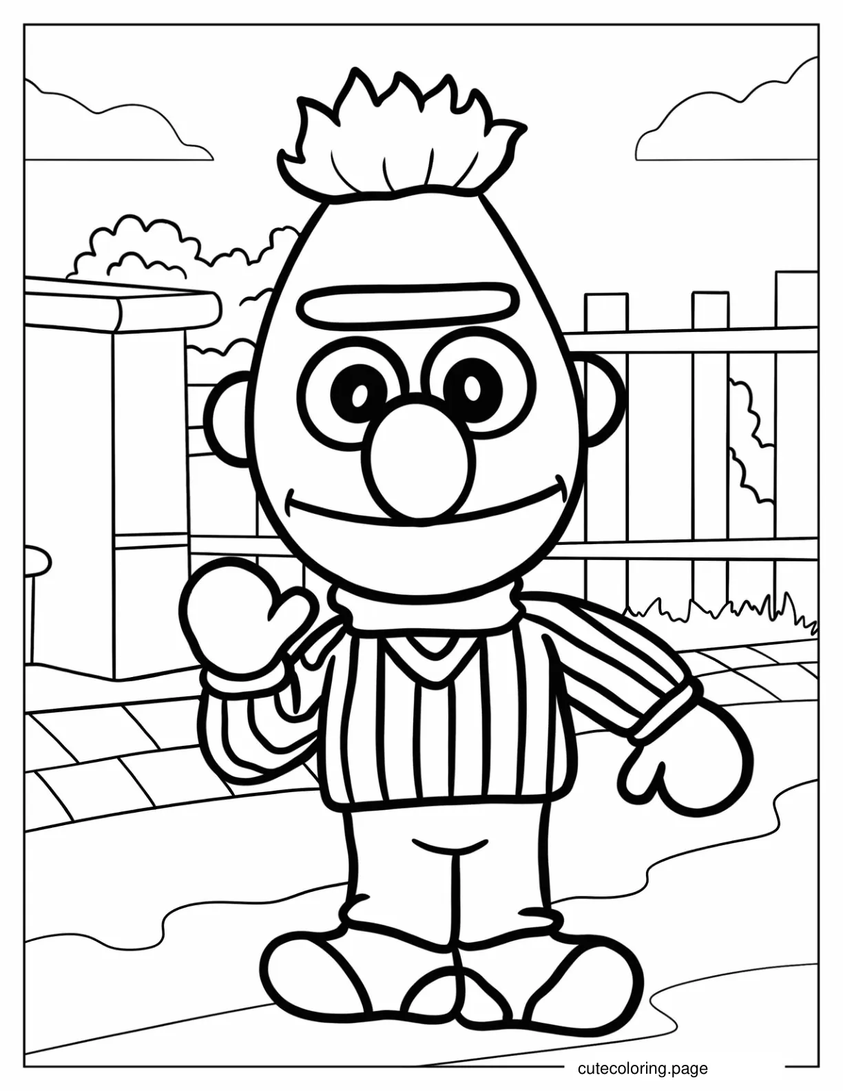 Young Bert Standing On Street coloring page