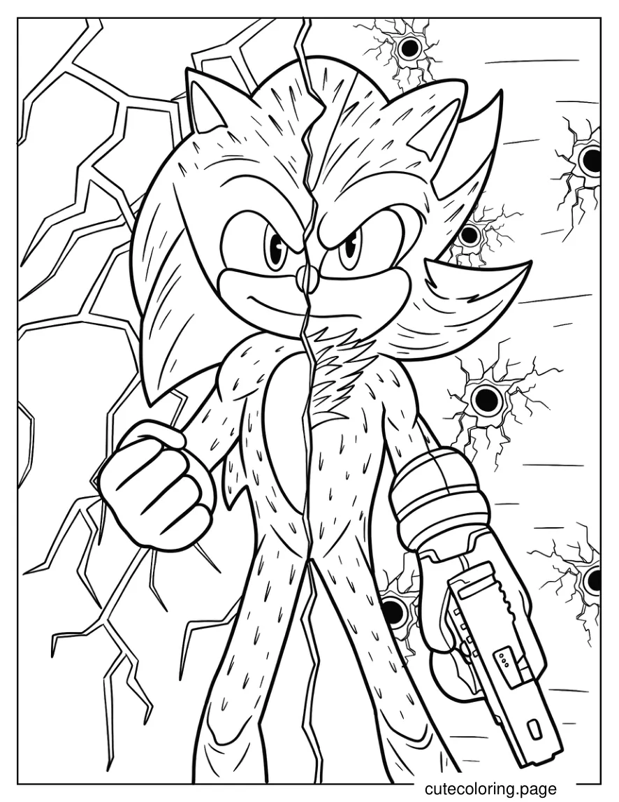 Creative Half Sonic Half Shadow Coloring Sheet coloring page