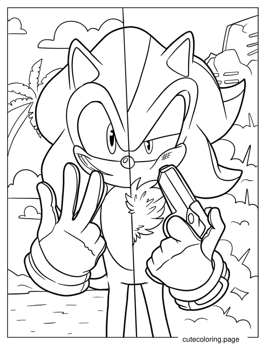 Half Sonic And Half Shadow In Fight Mode coloring page