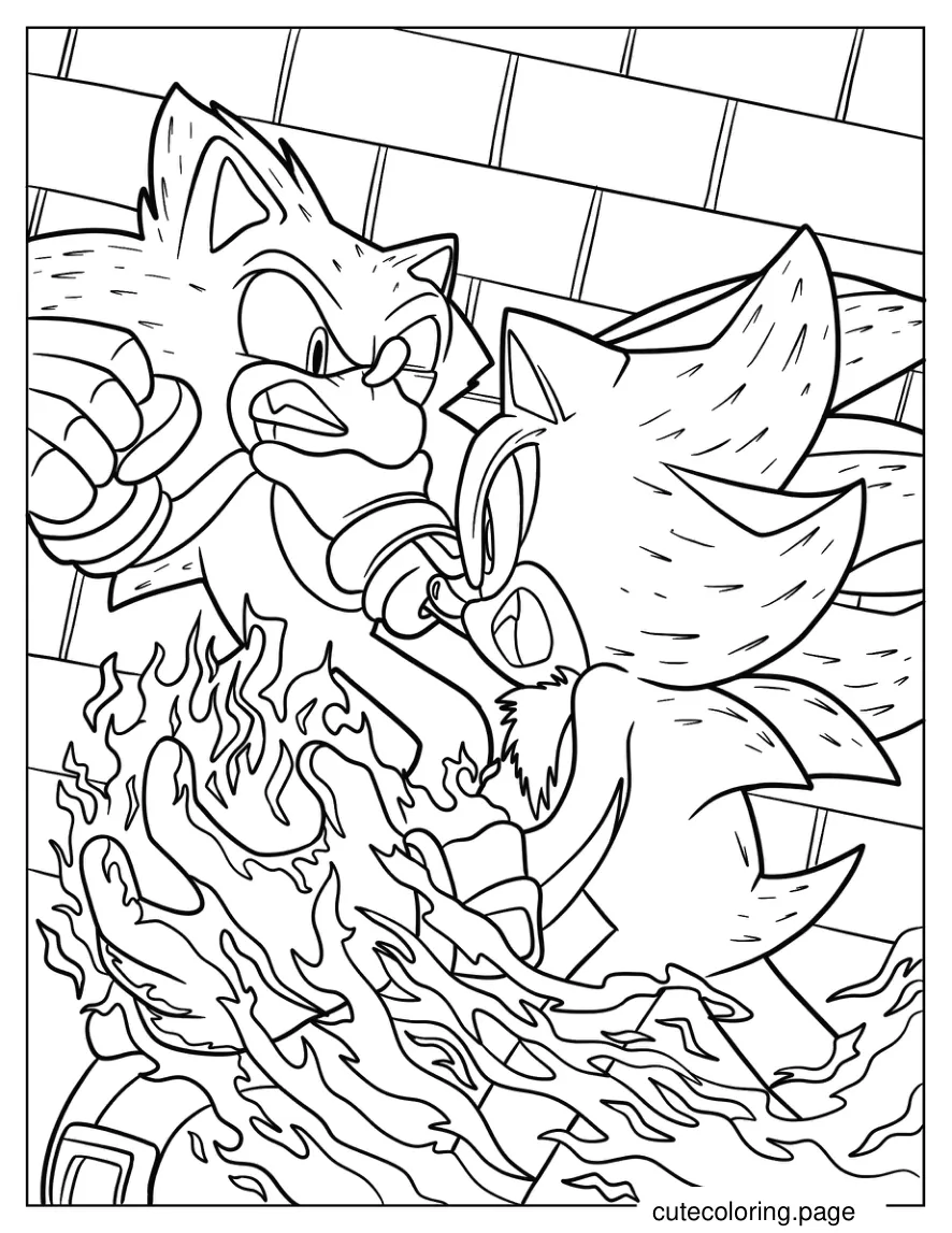 Shadow Attacking Sonic Coloring Sheet coloring page