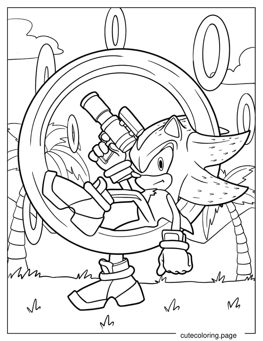 Shadow Holding Gun While Inside Ring coloring page