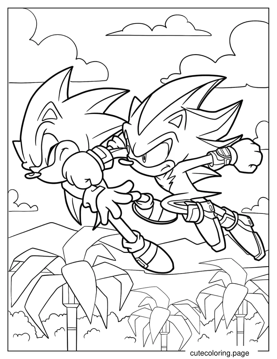 Shadow Punching Sonic Coloring Page coloring page