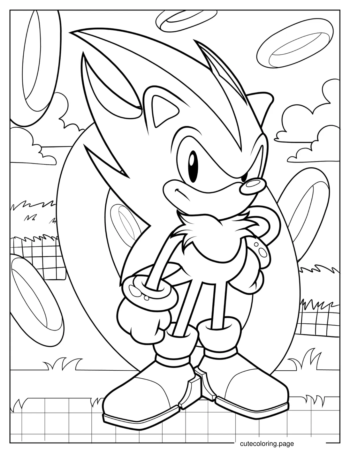 Shadow Standing In Front Of Rings In Angel Island coloring page