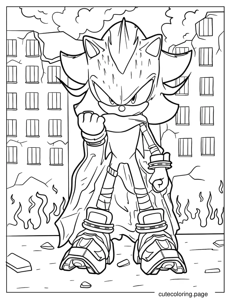 Shadow The Hedgehog In Cool Costume Coloring Sheet coloring page