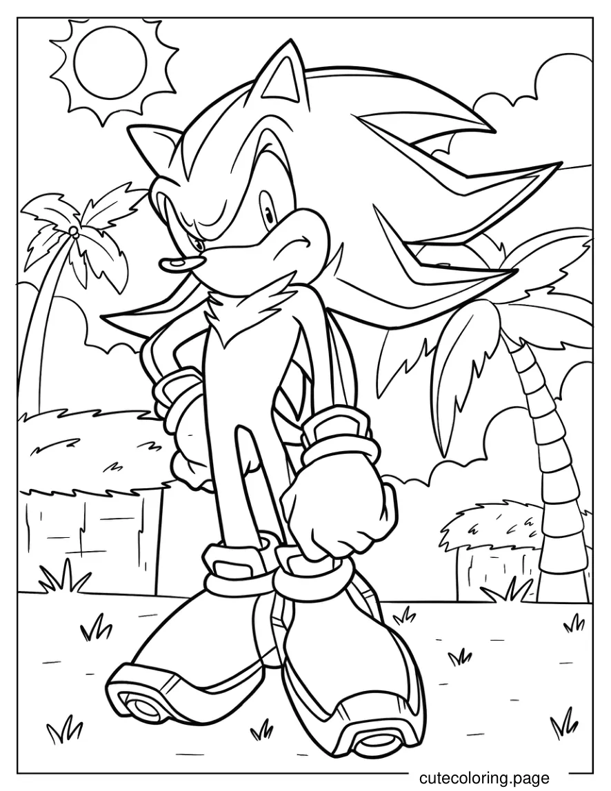 Shadow The Hedgehog With Hand On Hip Coloring Sheet coloring page