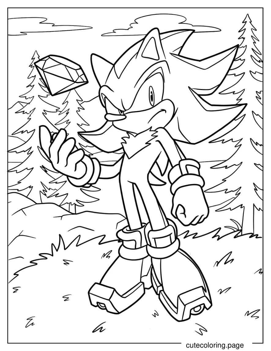 Shadow Tossing The Chaos Emerald Coloring Sheet coloring page