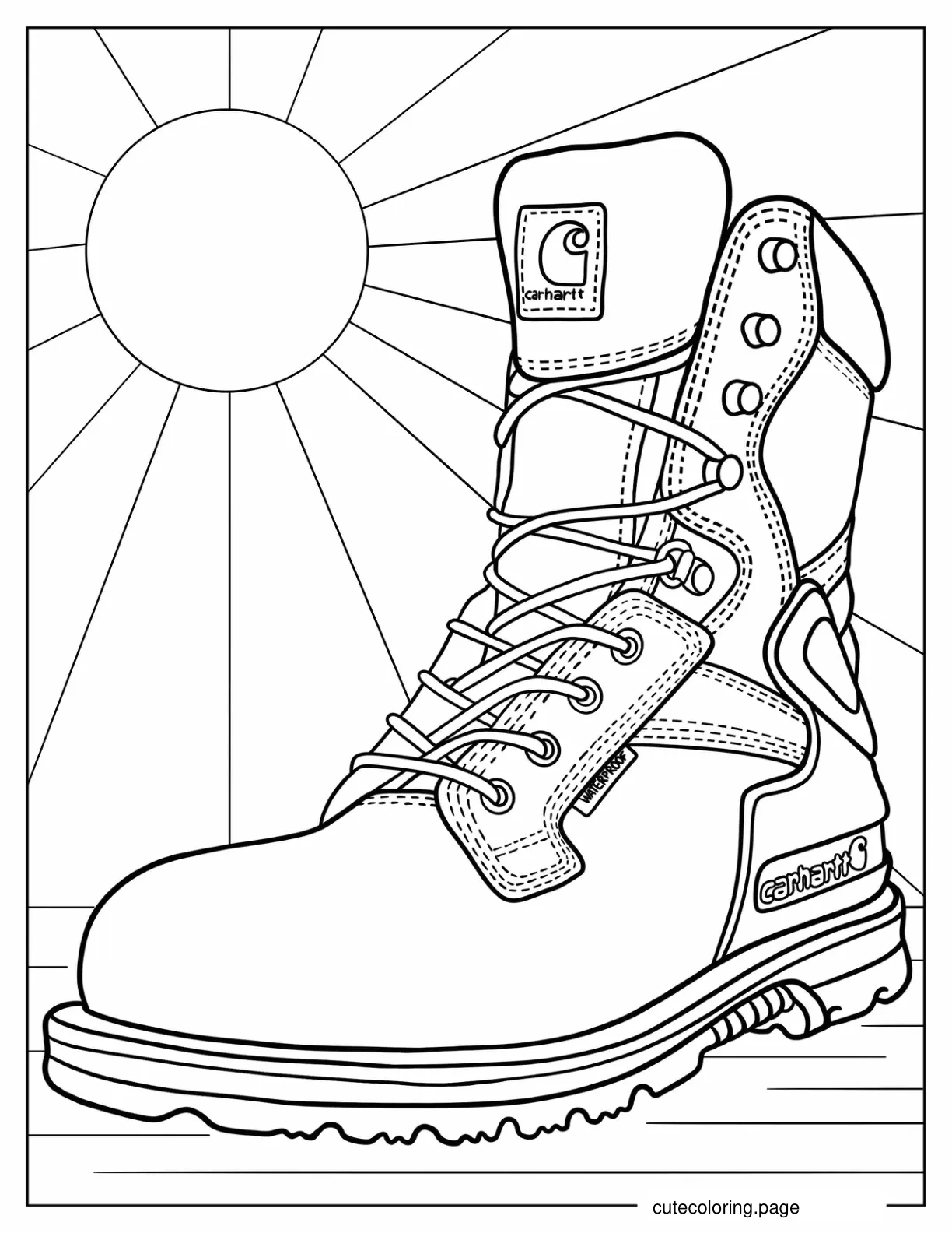 Carhartt Boot Coloring In FOr Kids coloring page