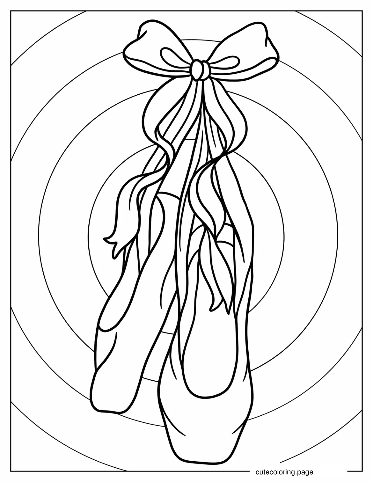 Coloring Sheet Of Ballet Shoes With Laces In A Bow coloring page