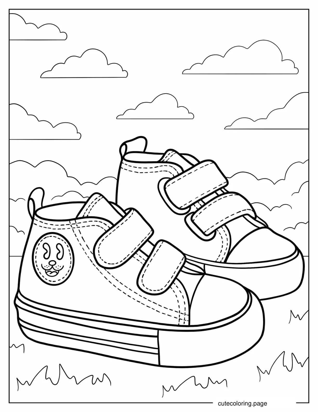 Kawaii Baby Shoes Coloring In coloring page