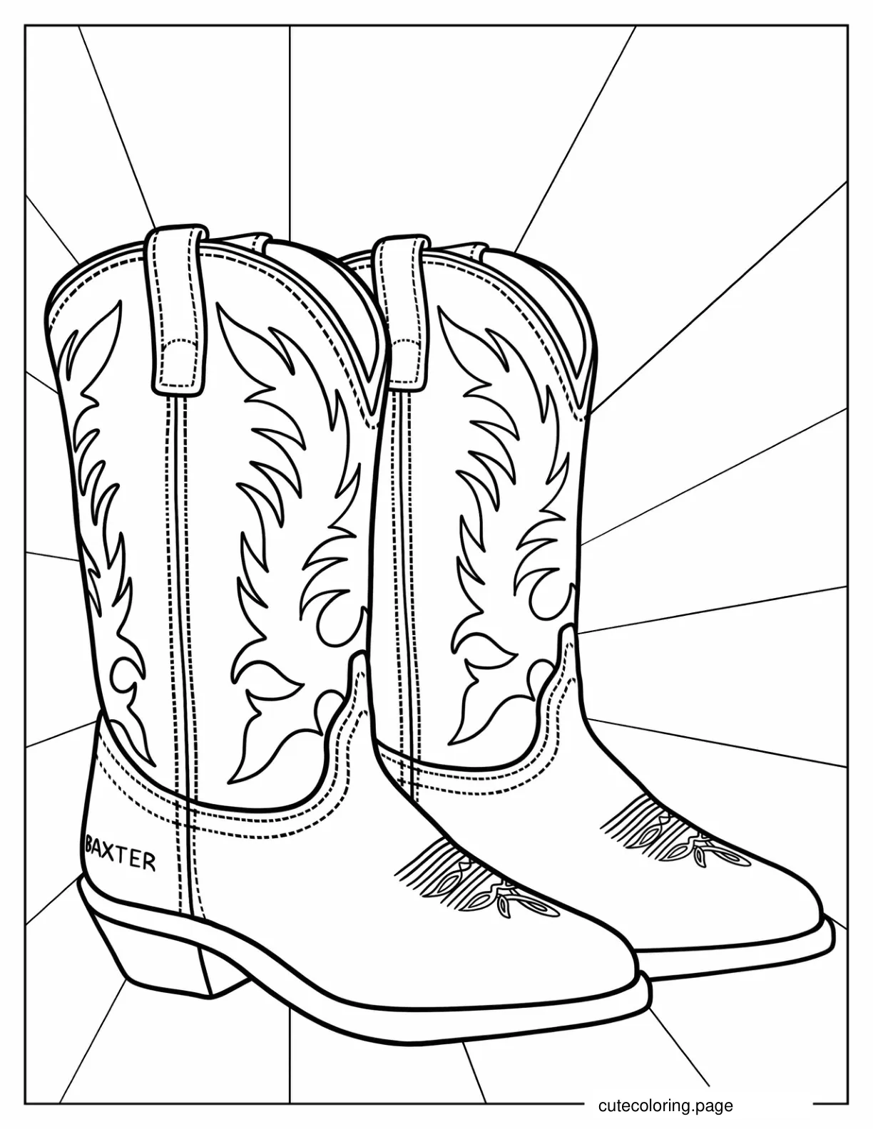 Realistic Pair Of Cowboy Boots Coloring Page coloring page