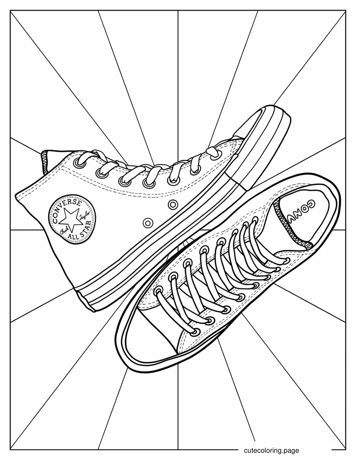 Top View Of Converse Chuck Taylor Coloring In coloring page