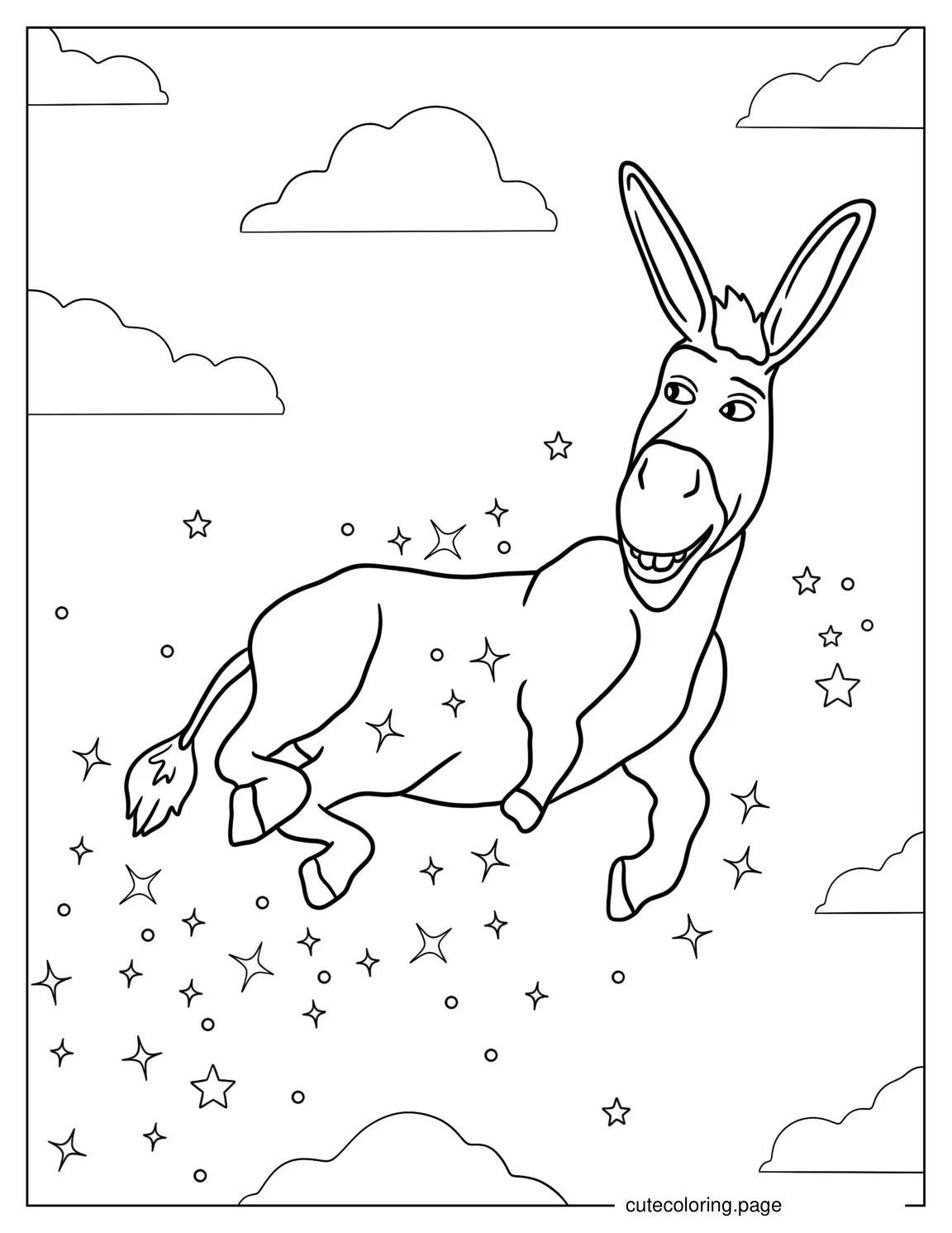 Flying Donkey Coloring Page coloring page