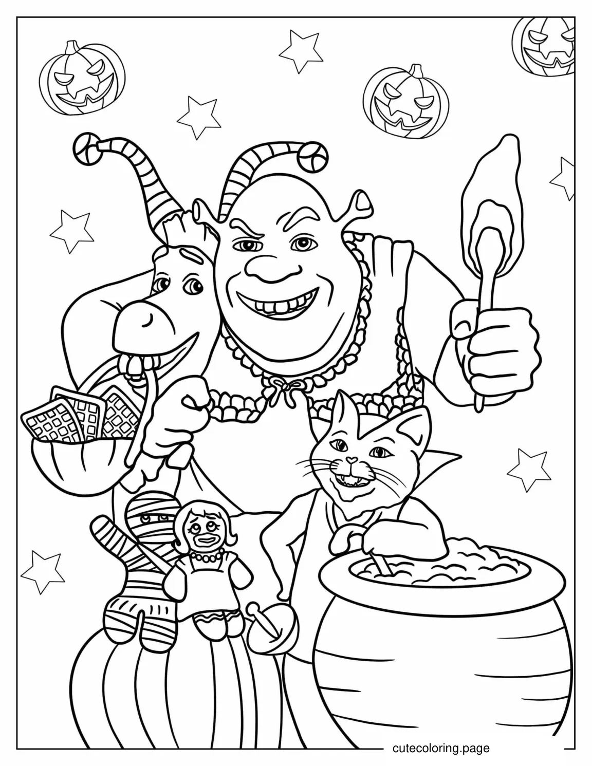 Halloween Themed Shrek Coloring Page coloring page