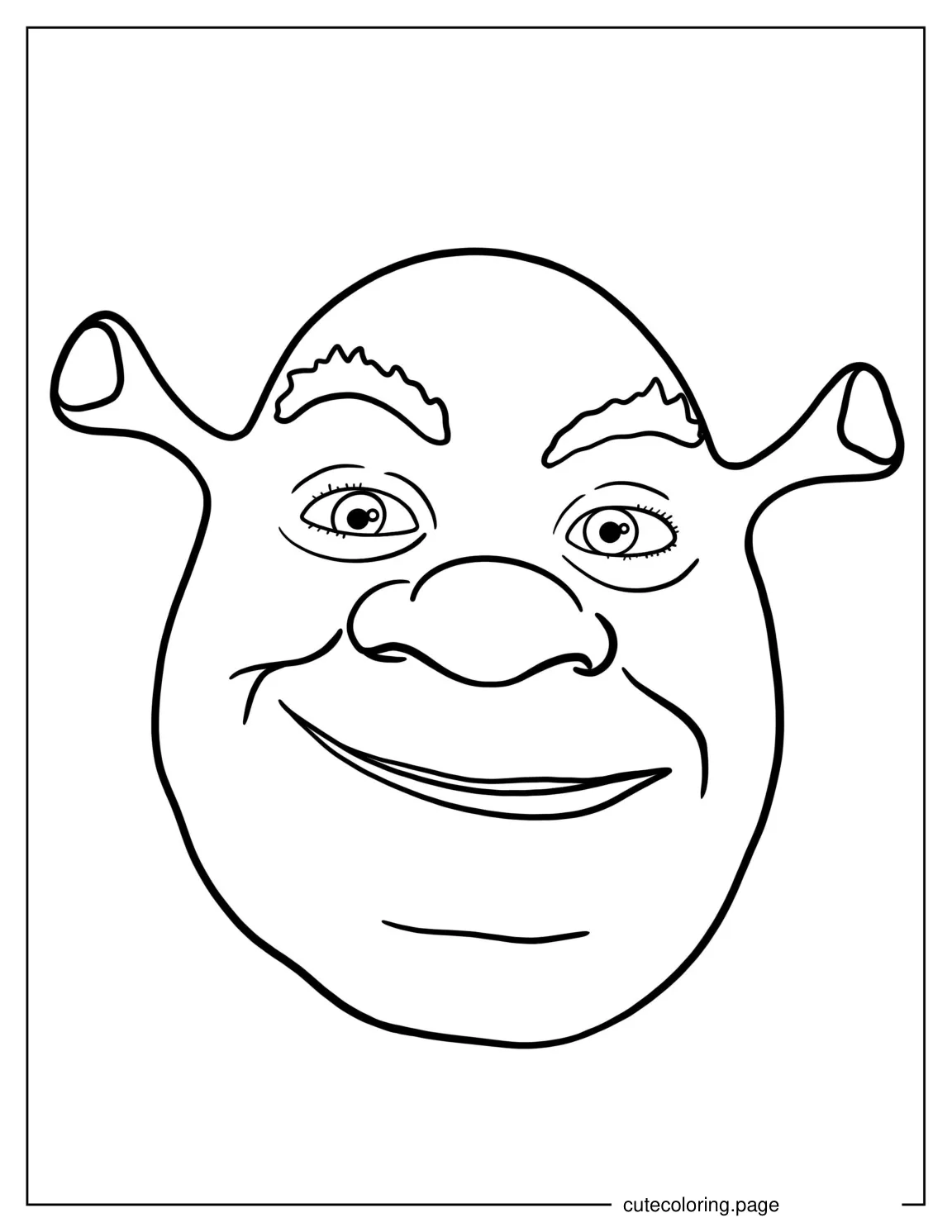 Shrek Face Coloring Page For Kids coloring page