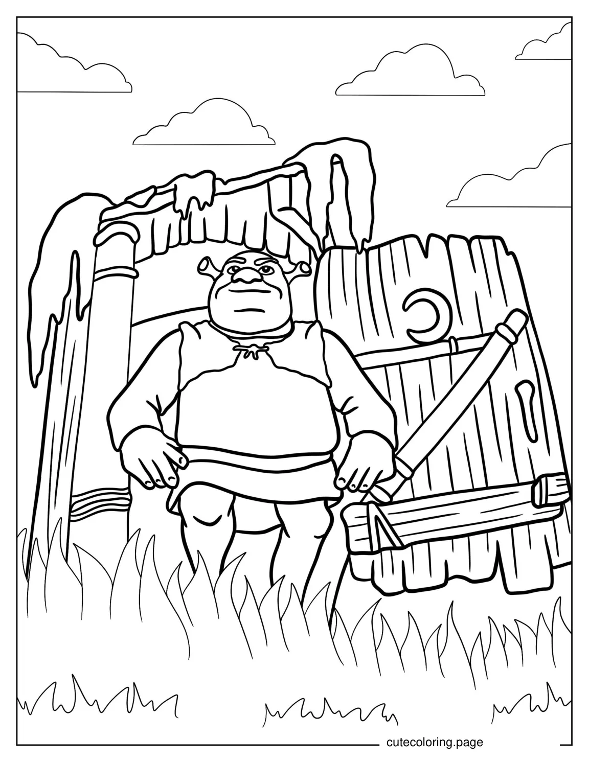 Shrek Leaving His Toilet coloring page