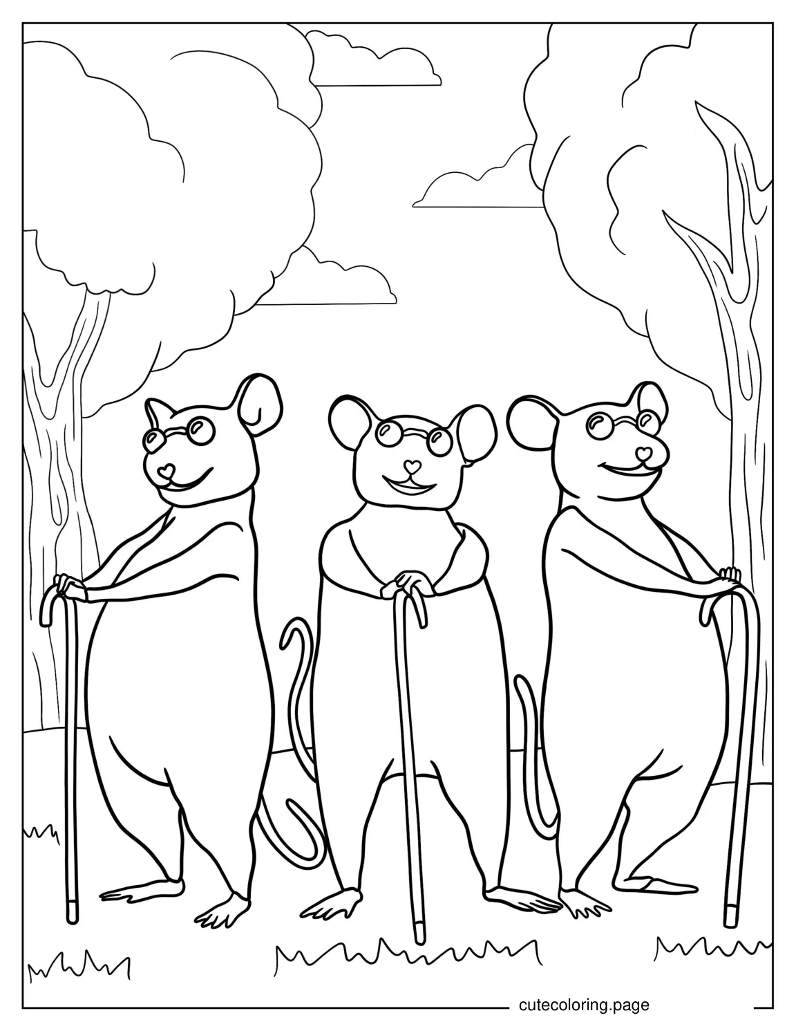 Three Blind Mice From Shrek To Color coloring page