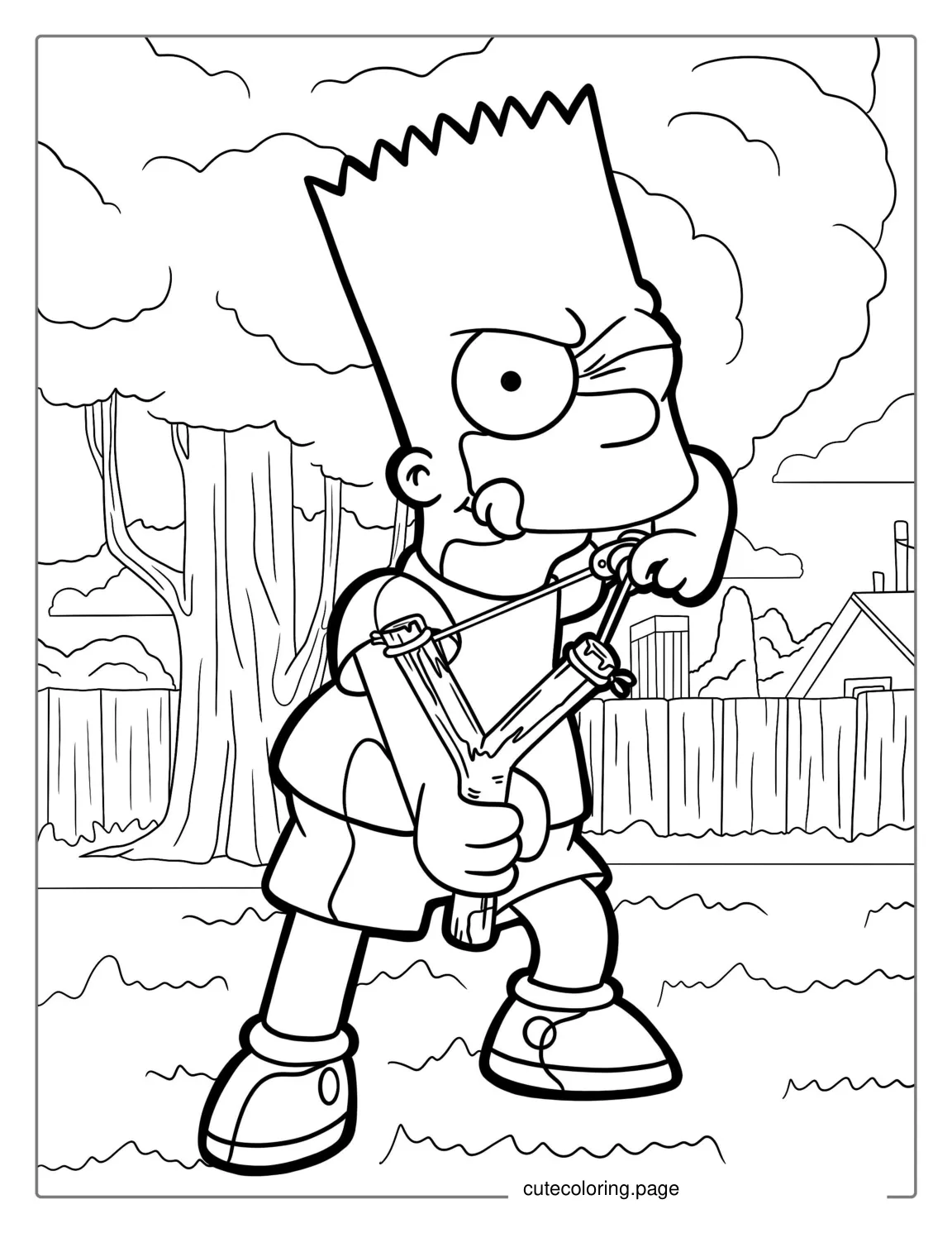 Bart Holding Slingshot Coloring Page coloring page