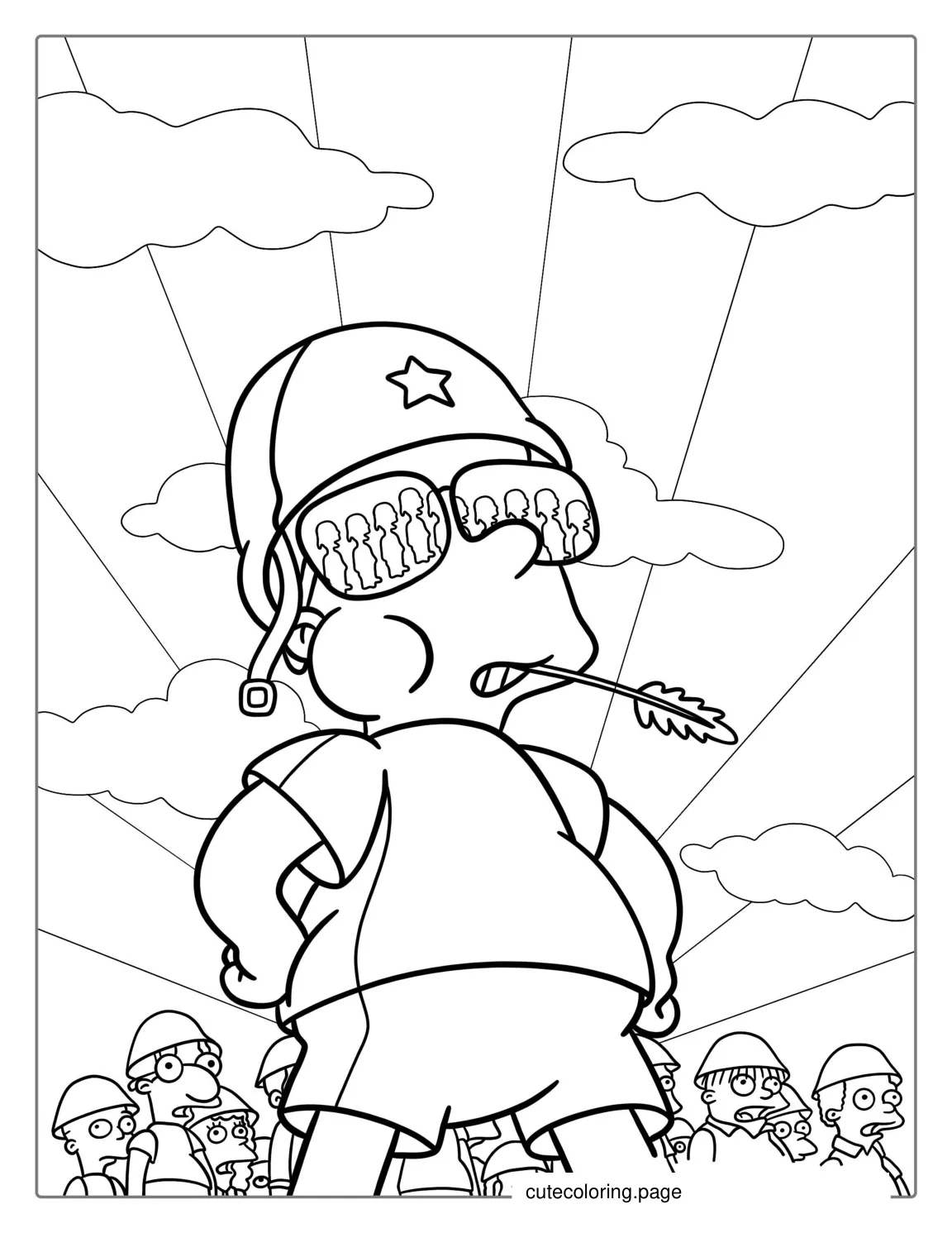 Bart Simpson With Friends Wearing Helmet coloring page