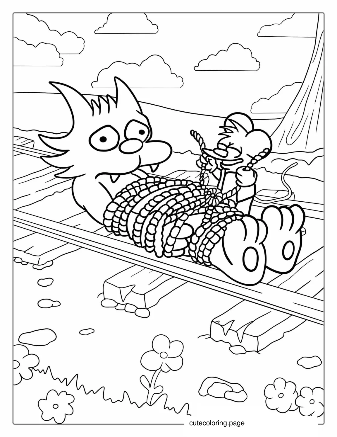 Itchy And Scratchy Cartoon Coloring Sheet coloring page