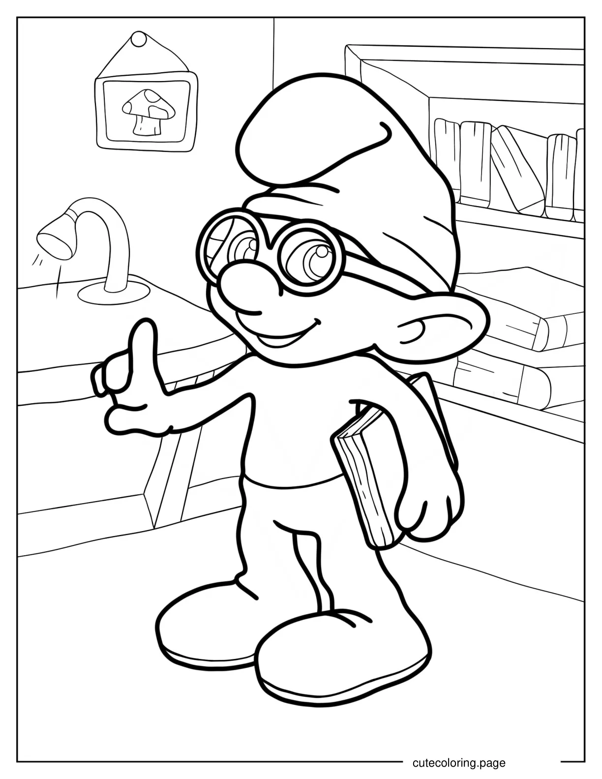 Brainy Smurf Coloring Sheet coloring page