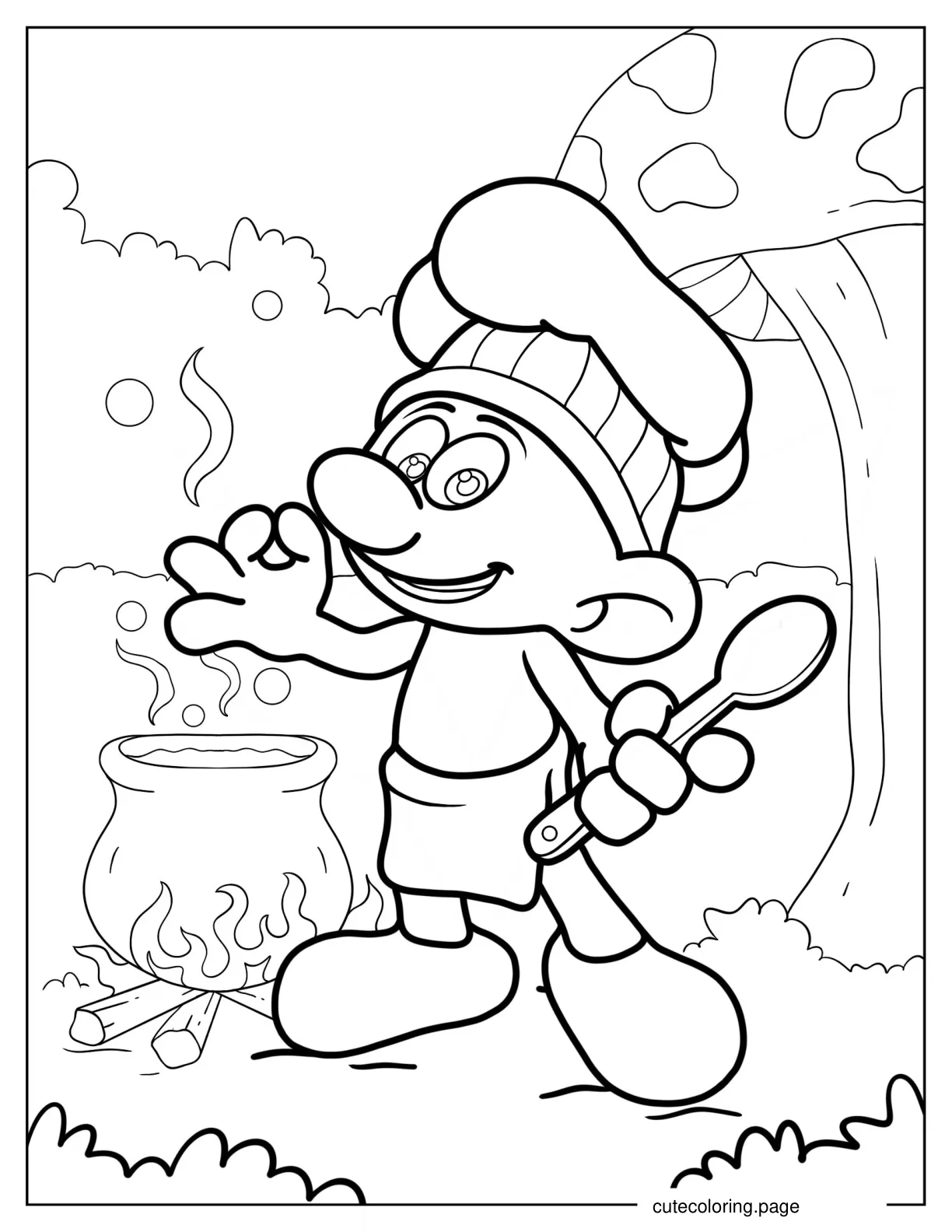 Coloring Page Of Chef Smurf Cooking coloring page