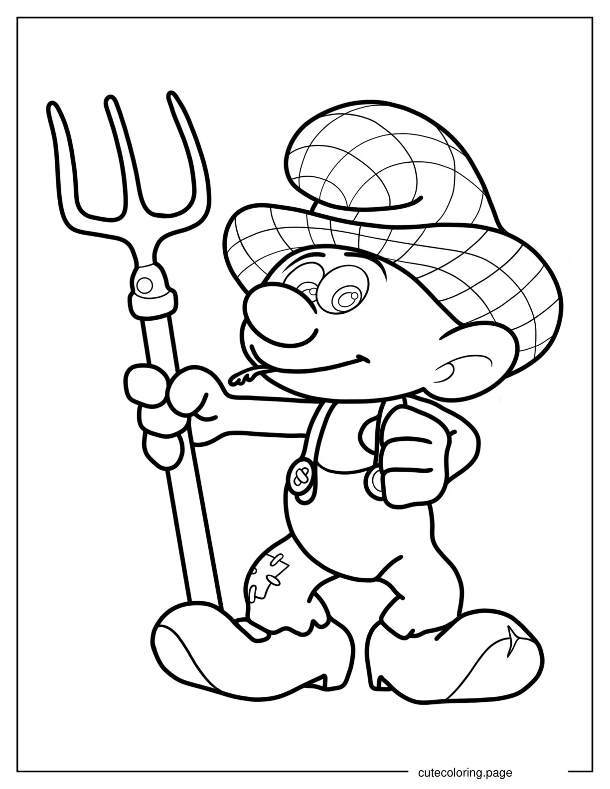 Cute Farmer Smurf Coloring Page coloring page