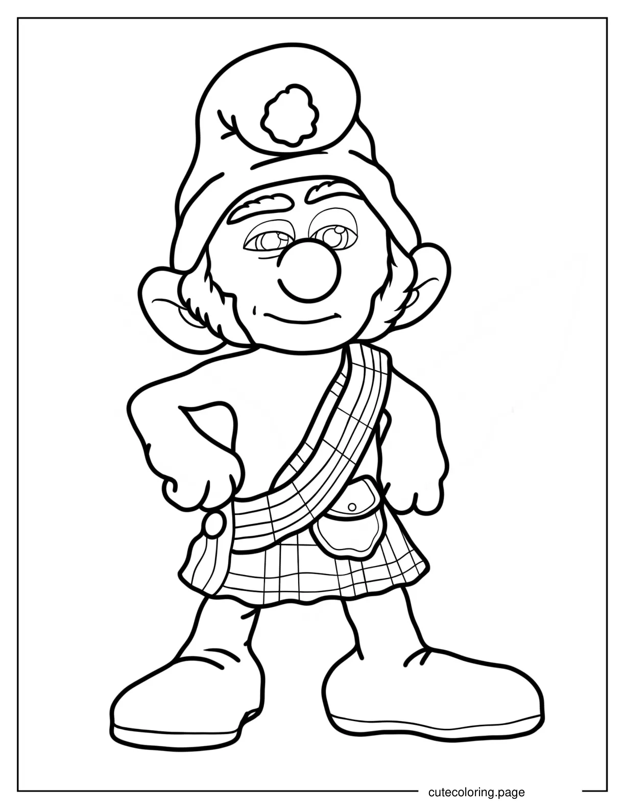 Easy Outline Of Gutsy Smurf coloring page