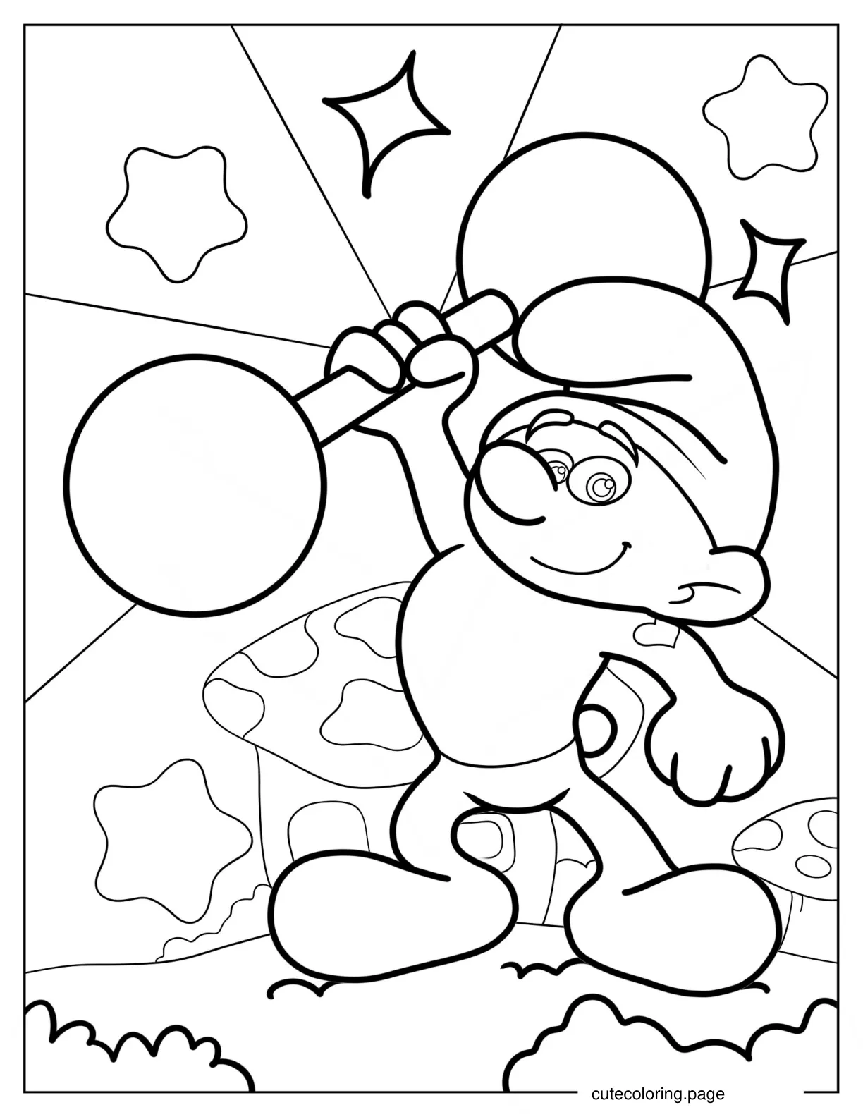 Easy Outline Of Hefty Smurf Coloring Page For Kids coloring page