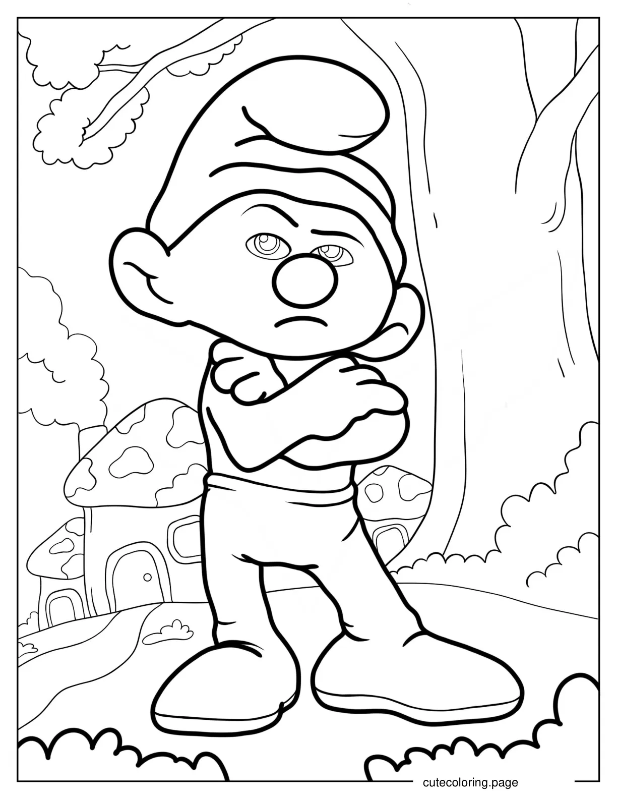 Grouchy Smurf coloring page