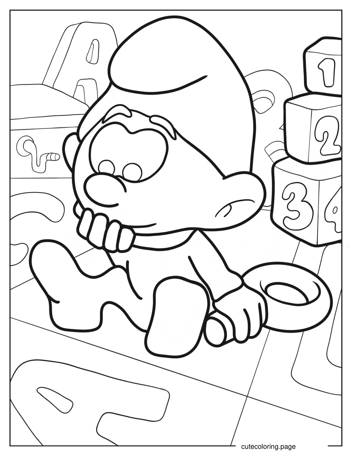 Kawaii Baby Smurf Coloring In coloring page