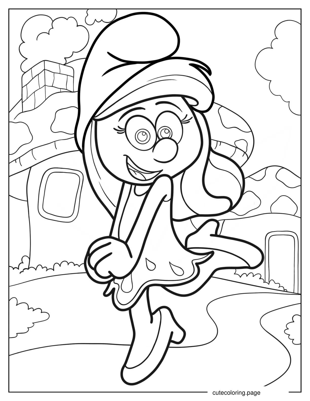 Kawaii Smurfette Coloring Sheet coloring page