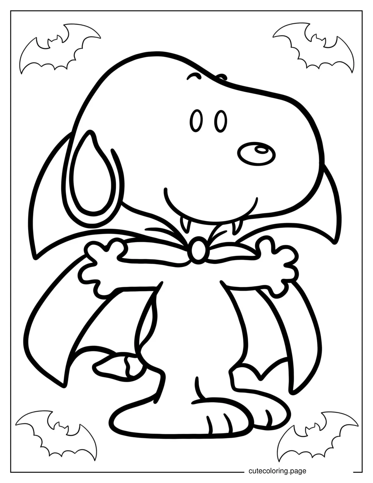 Halloween Vampire Themed Snoopy To Color coloring page