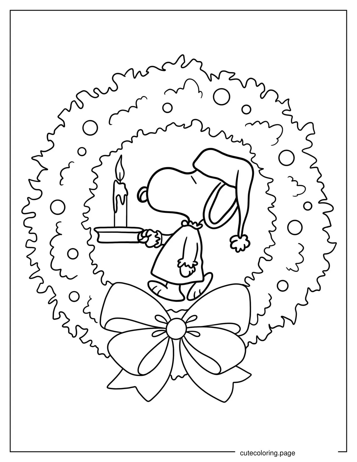 Snoop Themed Christmas Wreath To Color coloring page