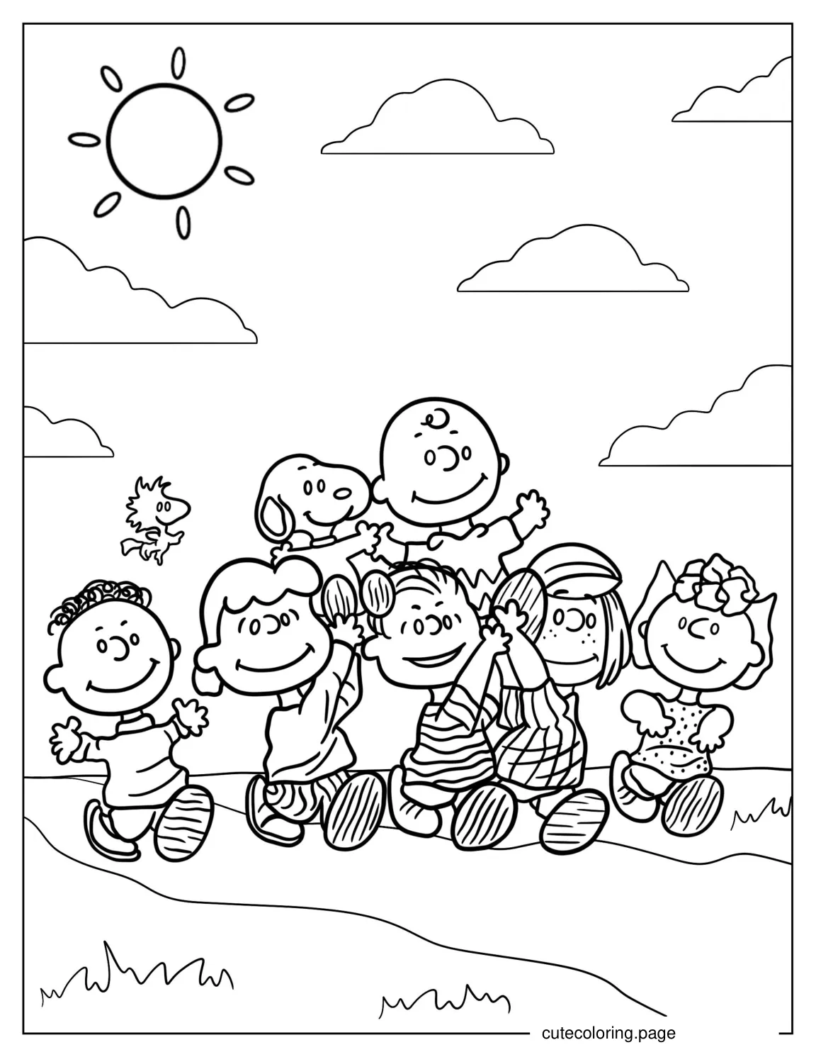 Snoopy And Peanuts Gang To Color coloring page