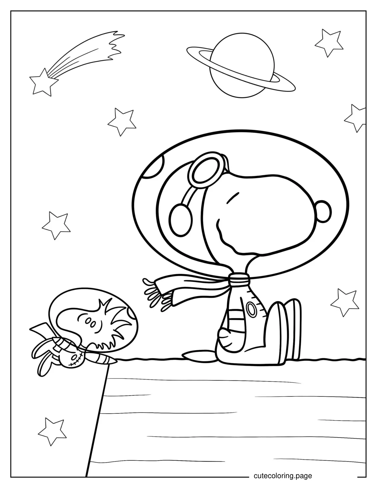 Snoopy In Space Coloring Sheet coloring page