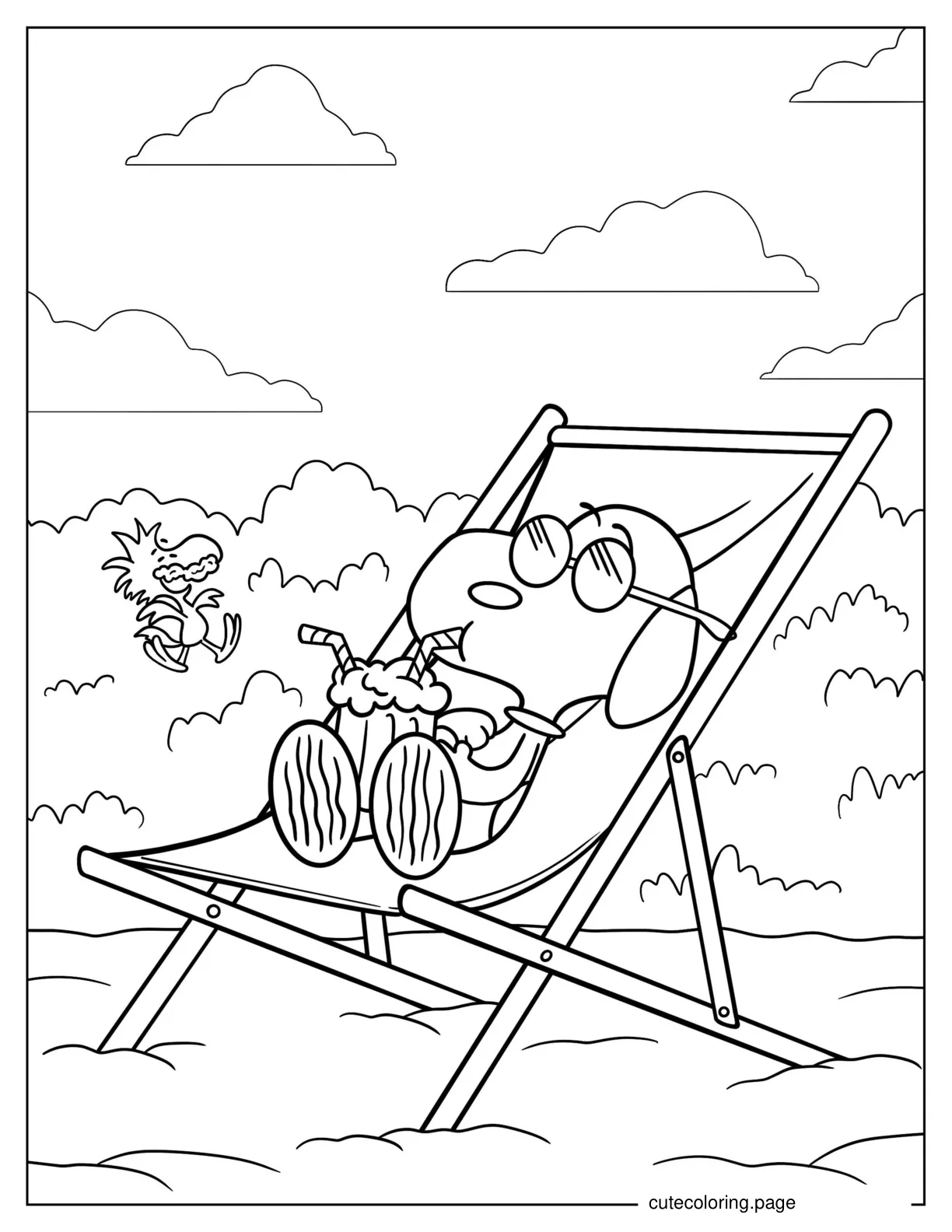 Snoopy Relaxing In The Sun To Color coloring page