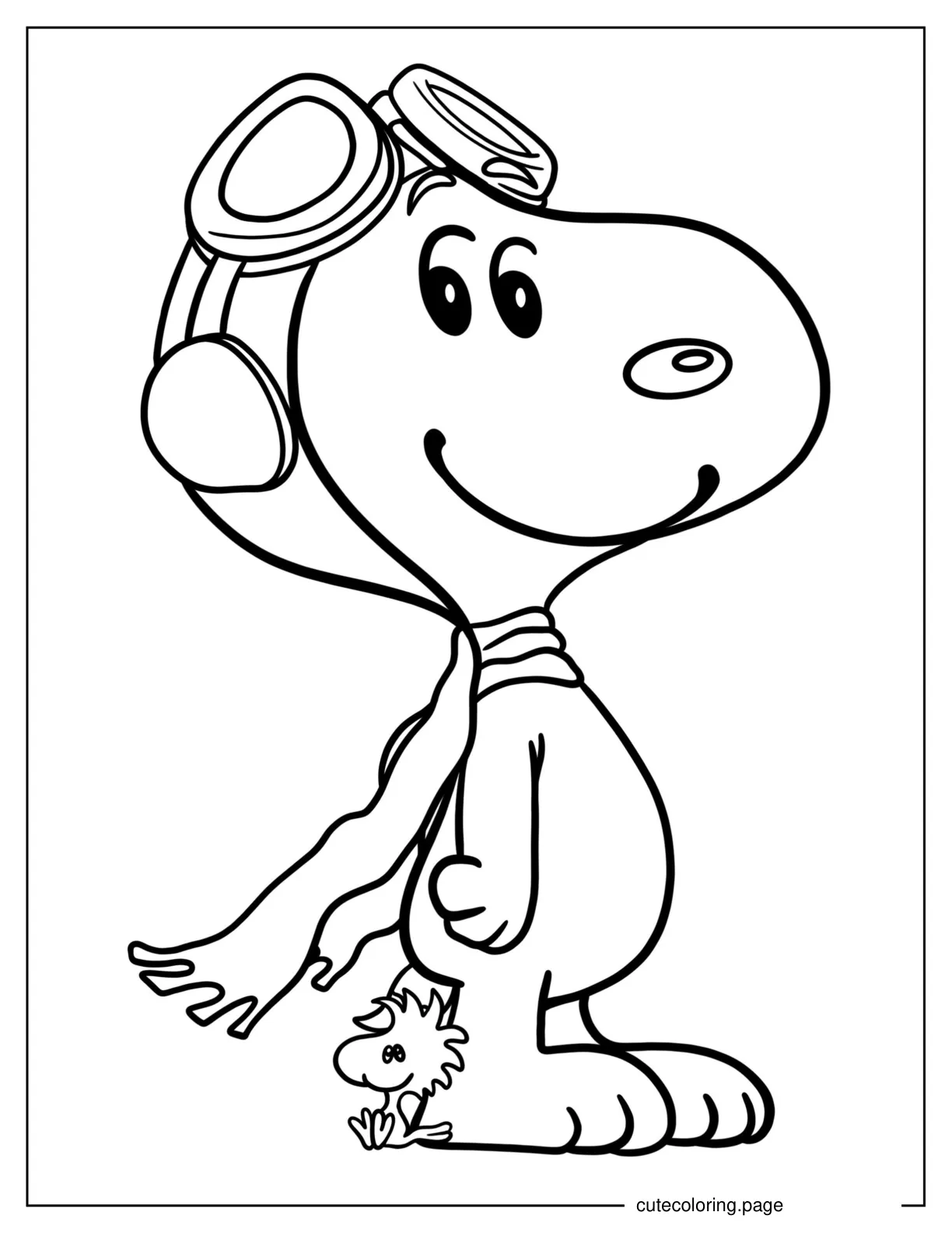 Snoopy Wearing Pilot Googles To Color coloring page