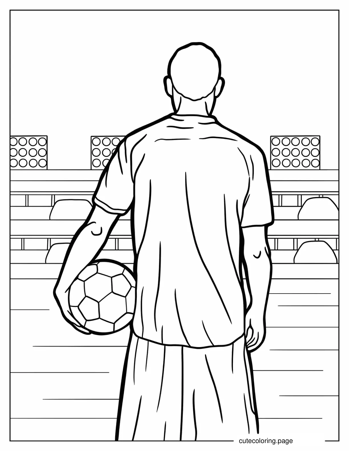 Back Of a Soccer Player Holding a Ball coloring page