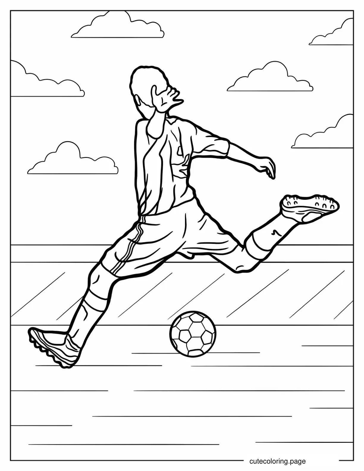 Coloring Page Of Soccer Player Kicking Ball coloring page