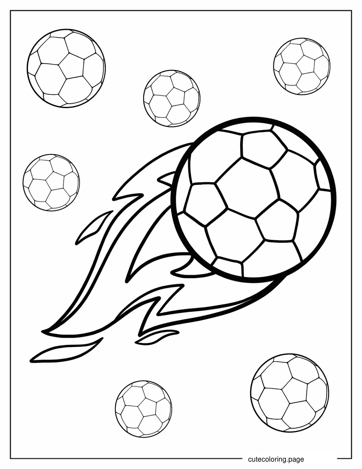 Flaming Soccer Ball To Color For Kids coloring page