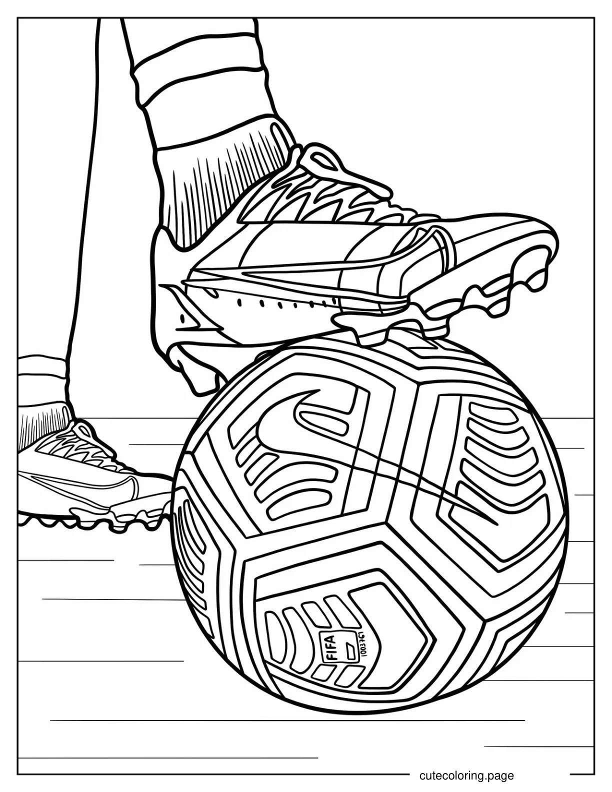 Nike Soccer Boots And Ball To Color coloring page