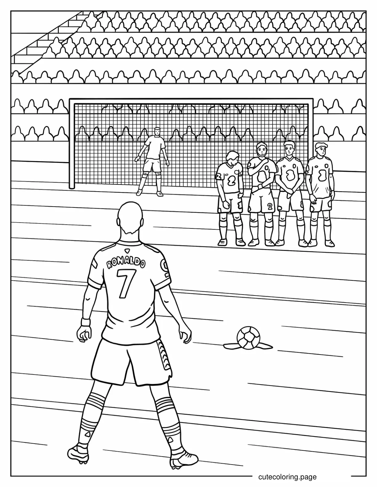 Ronaldo Penalty Shoot Out To Color coloring page