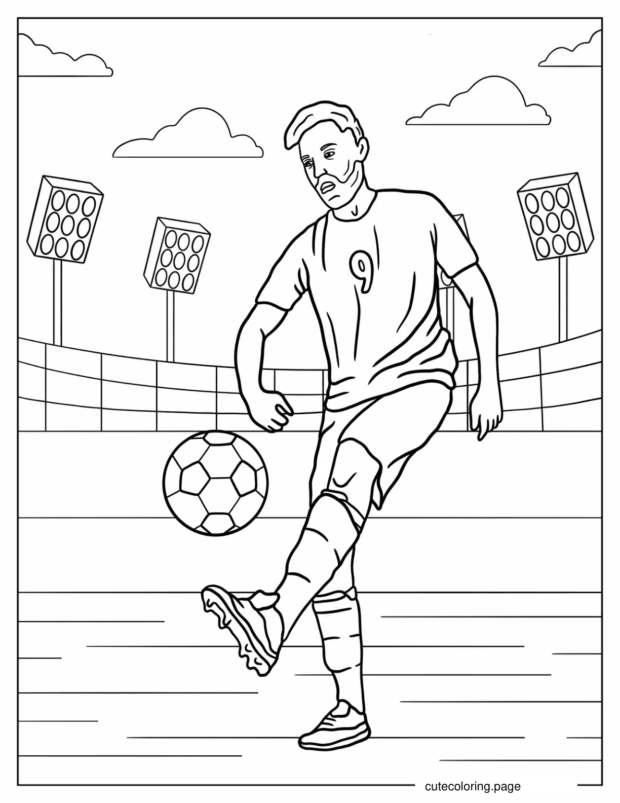 Soccer Player Doing Trick Shots coloring page