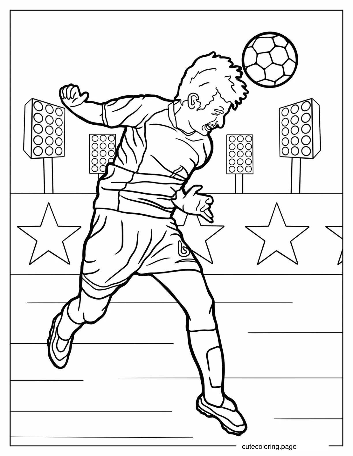 Soccer Player Doing a Header To Color coloring page