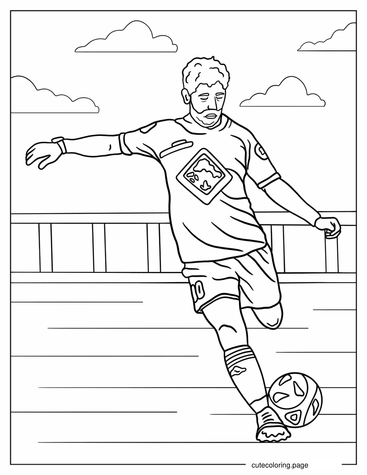 Soccer Player Kicking For Goal To Color coloring page