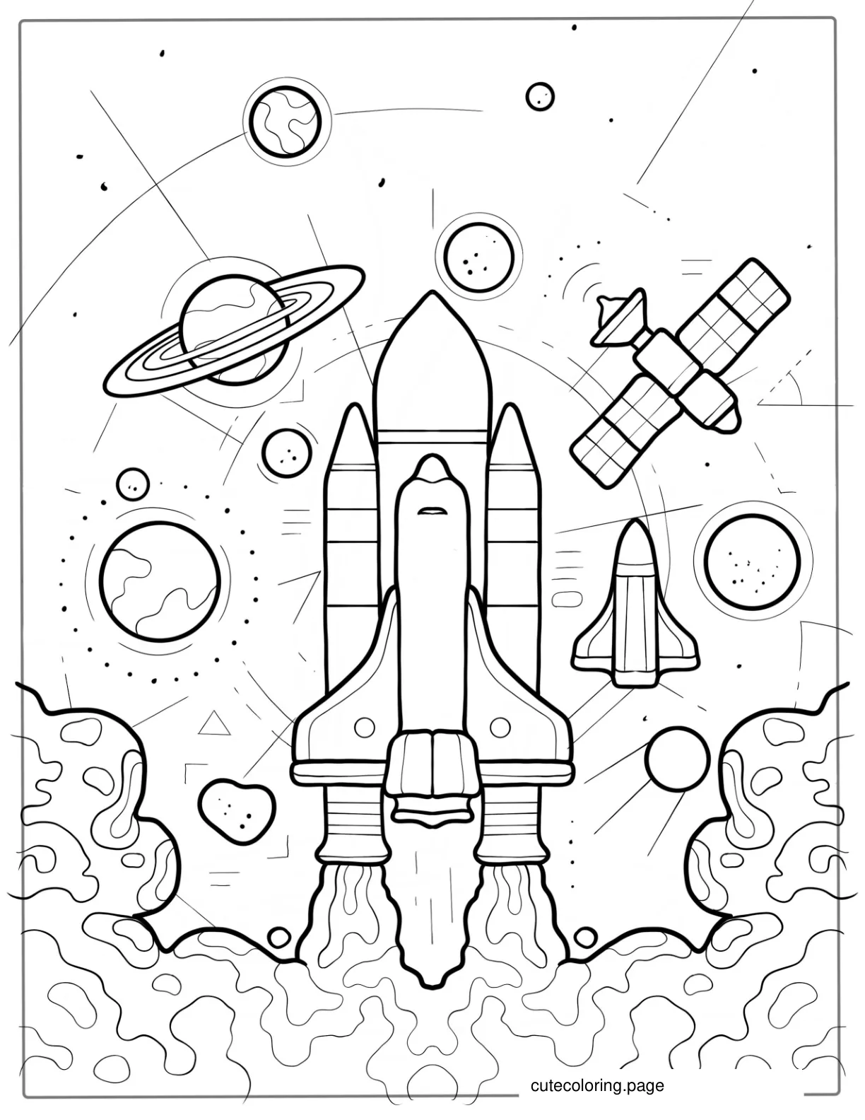 Nasa Rocket Entering Solar System To Color coloring page