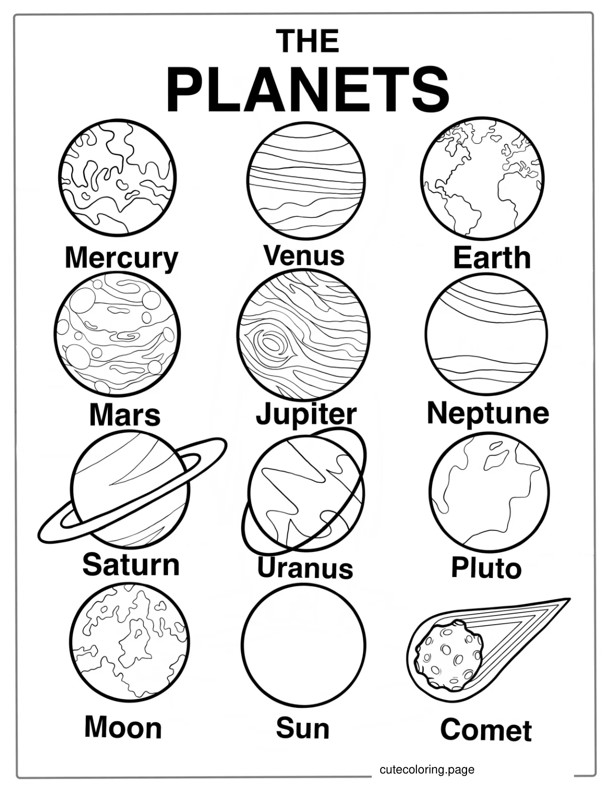 Planets Found In Solar System  coloring page